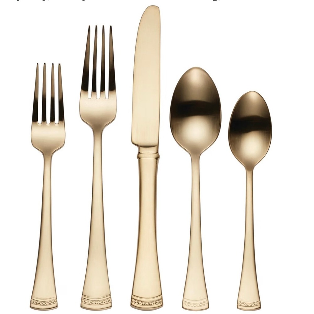 Lenox Portola Gold 20 Piece Flatware Set 18/10 Stainless Steel Service for 4